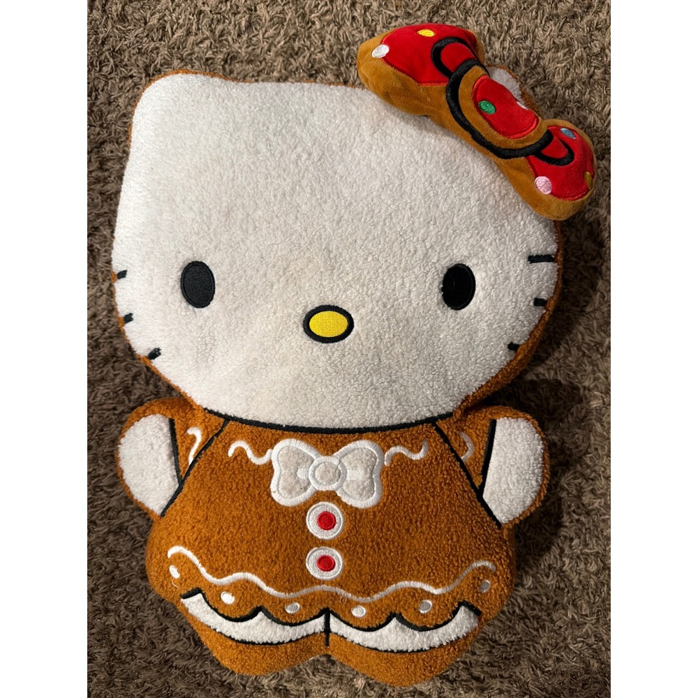 Sanrio Hello Kitty Gingerbread Man Sherpa Plush Pillow Christmas Holiday Decor